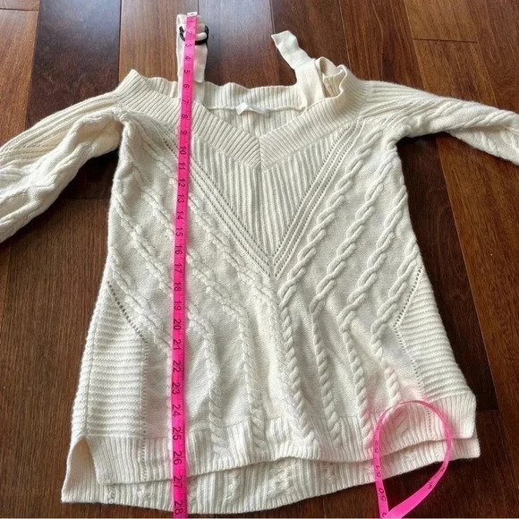 Jonathan Simkhai Tan Wool Off the Shoulder Sweater Cable Knit Beige Buckle XS - Picture 13 of 13